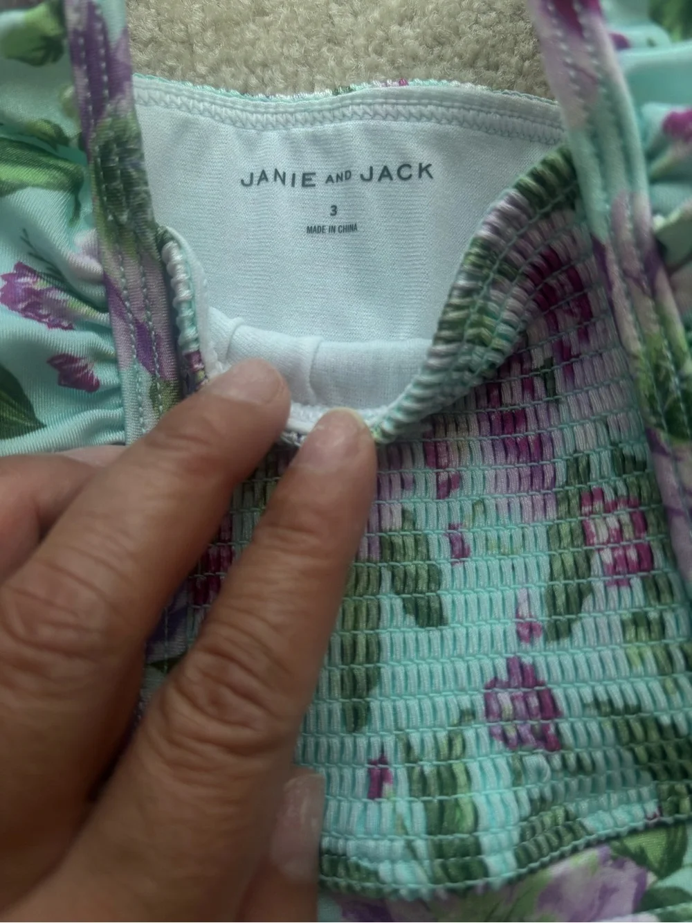 Janie and Jack Floral Smocked 2-Piece Swimsuit - 3T